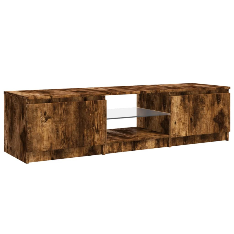TV-Schrank mit LED-Leuchten Räuchereiche 140x40x35,5 cm