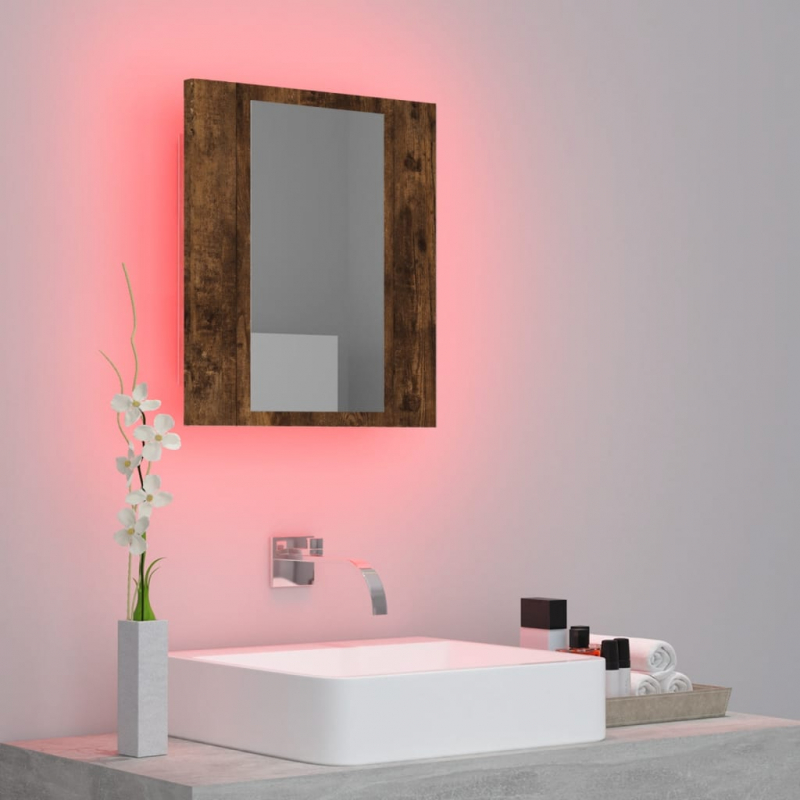 LED-Spiegelschrank Räuchereiche 40x12x45 cm Holzwerkstoff