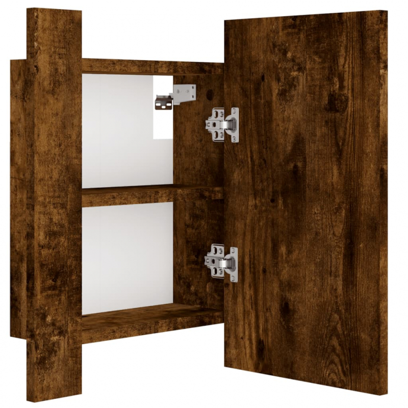 LED-Spiegelschrank Räuchereiche 40x12x45 cm Holzwerkstoff
