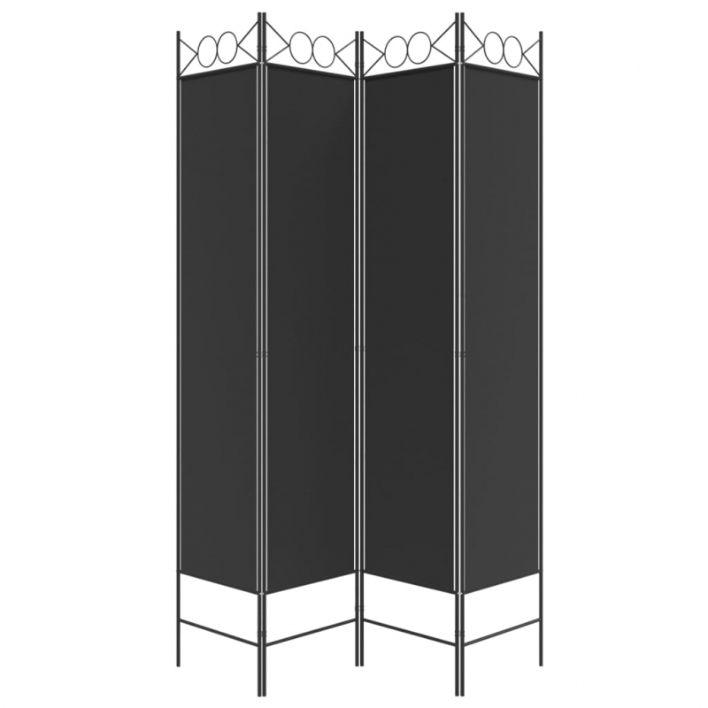 4-tlg. Paravent Schwarz 160x200 cm Stoff