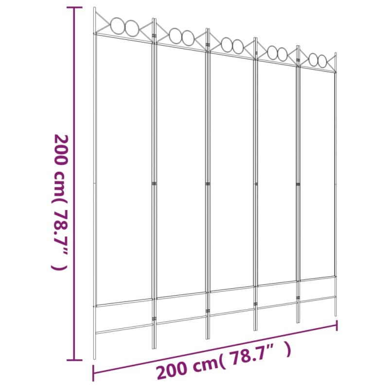 5-tlg. Paravent Anthrazit 200x200 cm Stoff