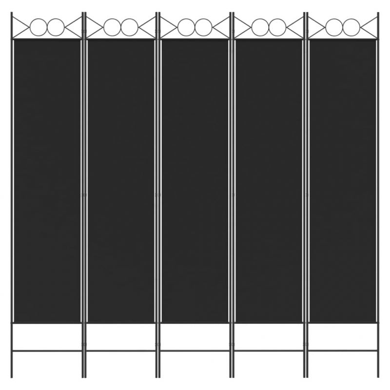 5-tlg. Paravent Schwarz 200x200 cm Stoff