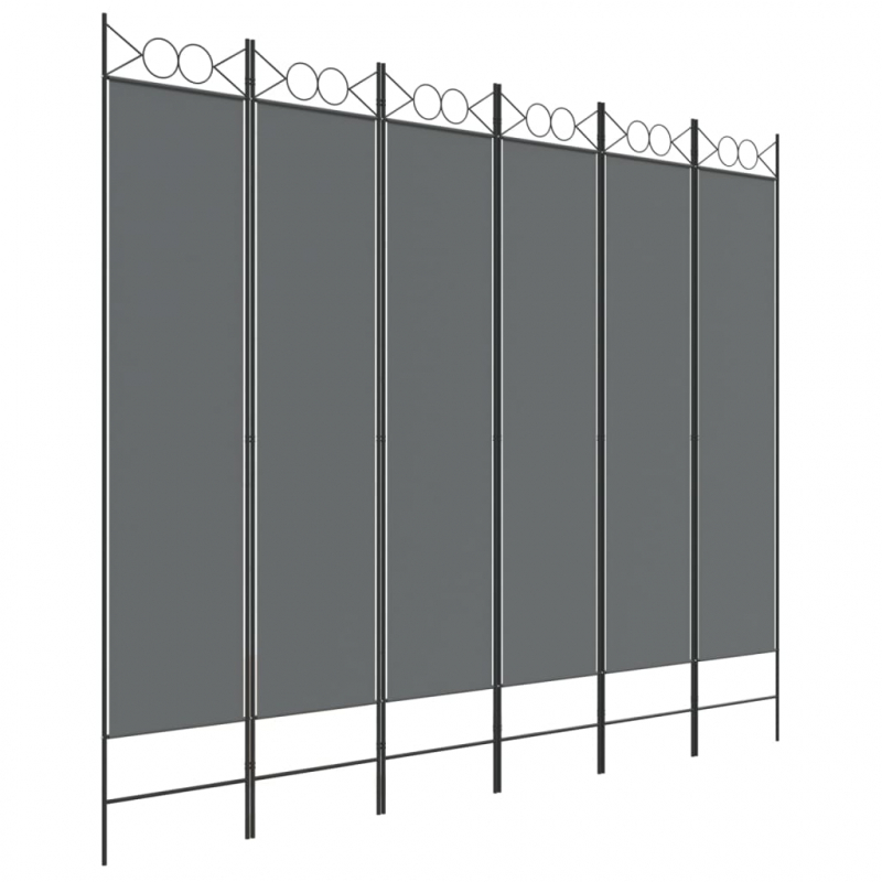 6-tlg. Paravent Anthrazit 240x200 cm Stoff