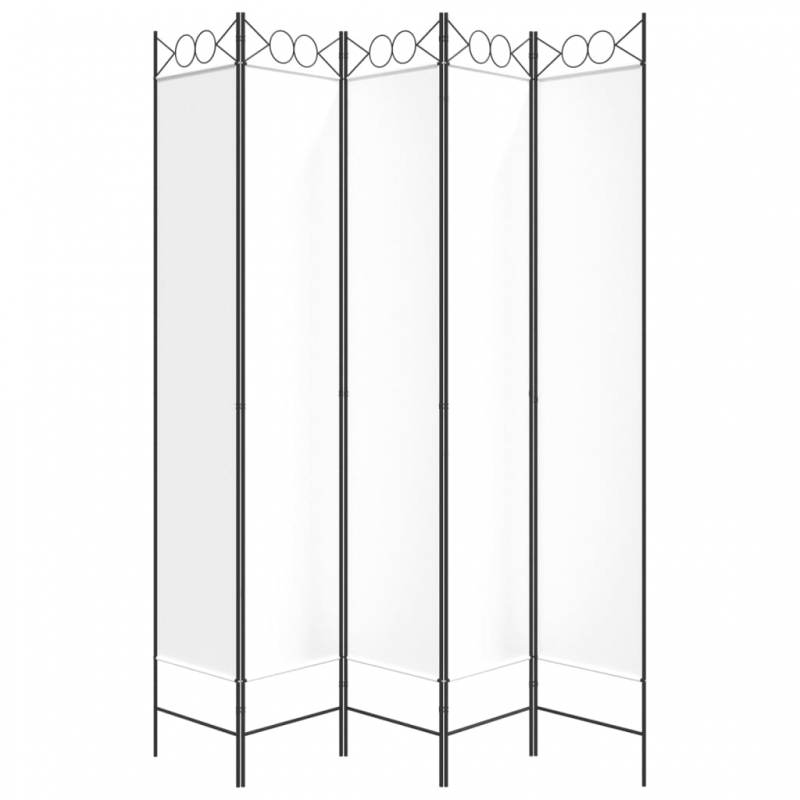 5-tlg. Paravent Weiß 200x220 cm Stoff