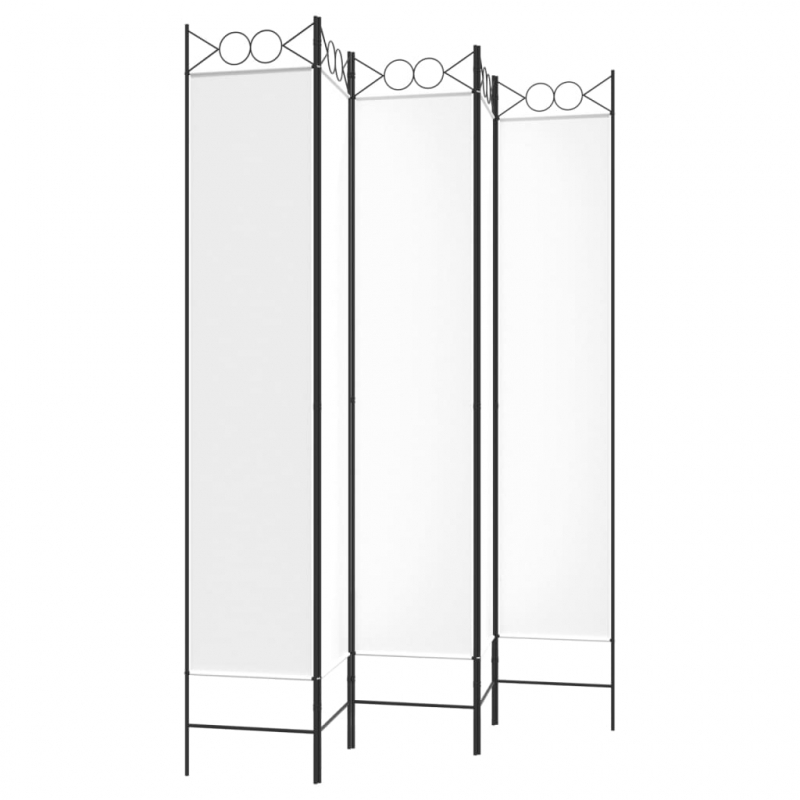 5-tlg. Paravent Weiß 200x220 cm Stoff