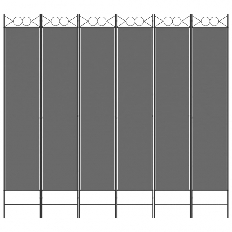 6-tlg. Paravent Anthrazit 240x220 cm Stoff