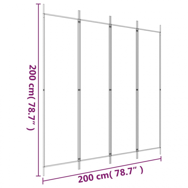 4-tlg. Paravent Braun 200x200 cm Stoff