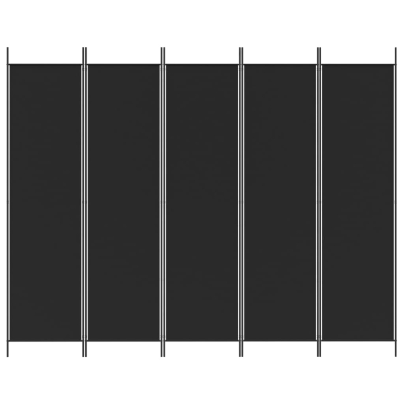 5-tlg. Paravent Schwarz 250x200 cm Stoff