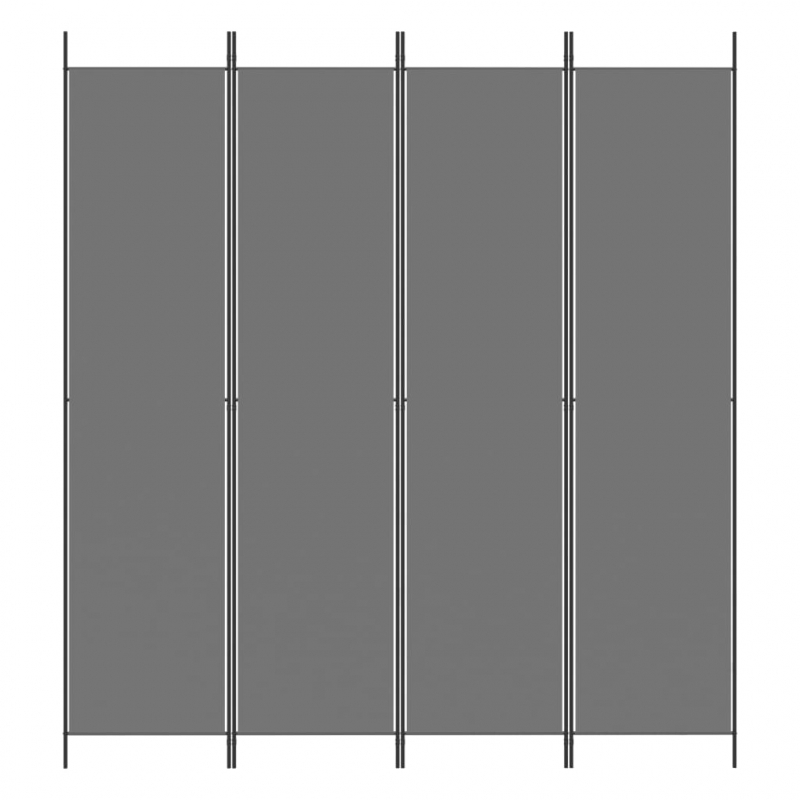 4-tlg. Paravent Anthrazit 200x220 cm Stoff