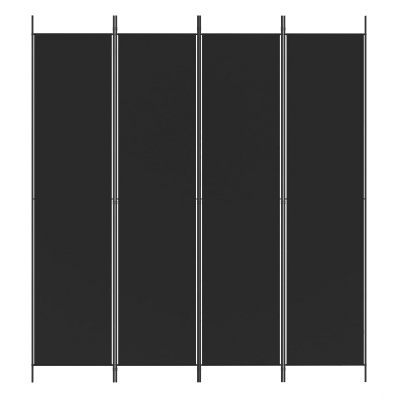 4-tlg. Paravent Schwarz 200x220 cm Stoff