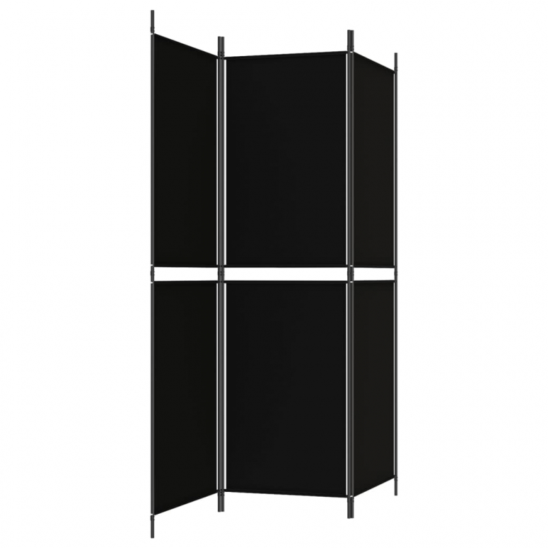 3-tlg. Paravent Schwarz 150x180 cm Stoff