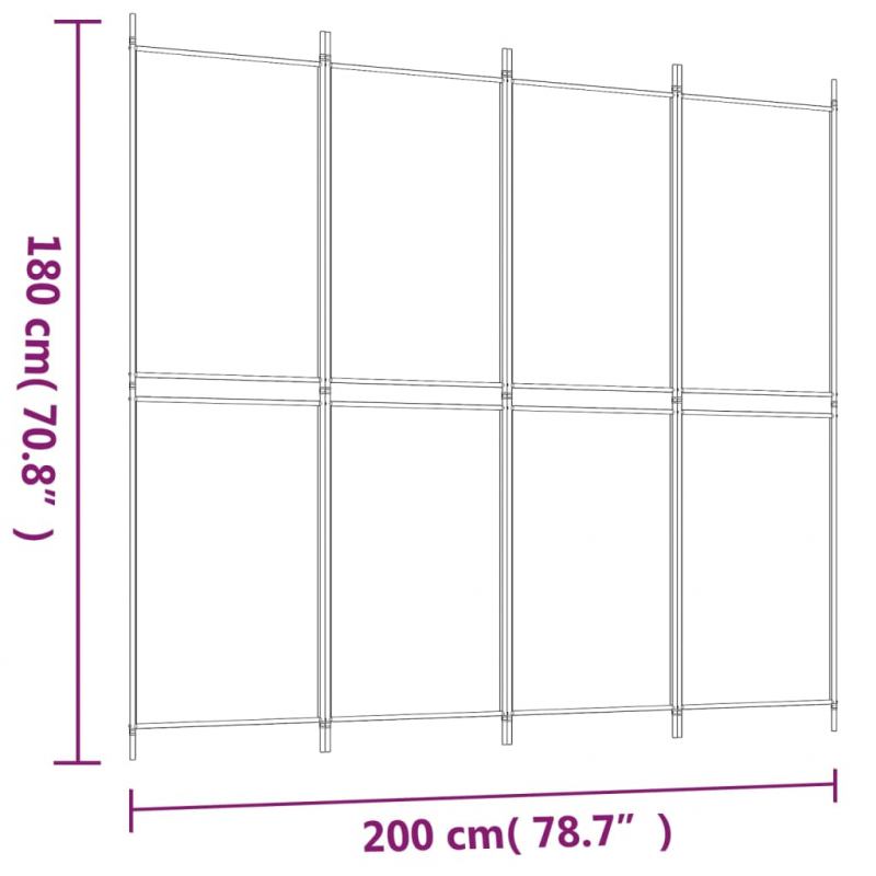 4-tlg. Paravent Weiß 200x180 cm Stoff