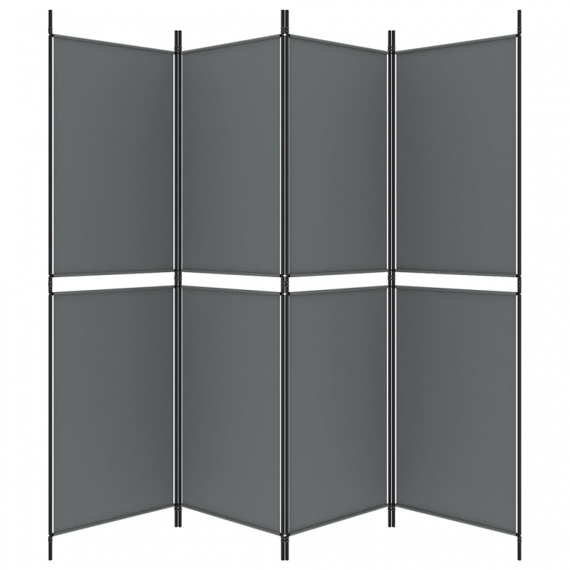 4-tlg. Paravent Anthrazit 200x180 cm Stoff