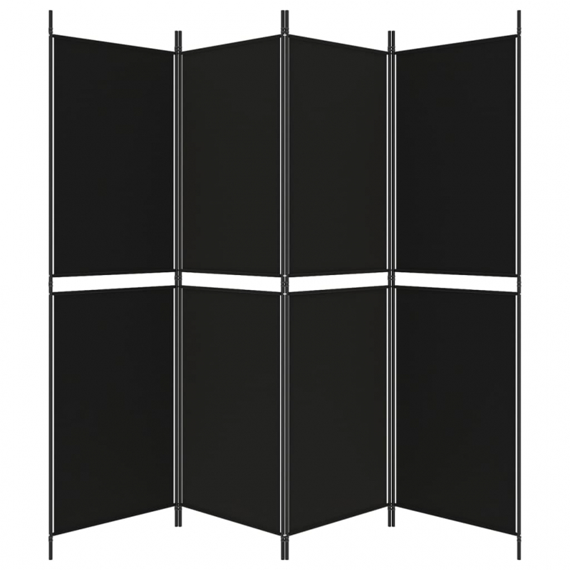4-tlg. Paravent Schwarz 200x180 cm Stoff