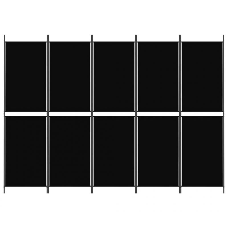 5-tlg. Paravent Schwarz 250x180 cm Stoff
