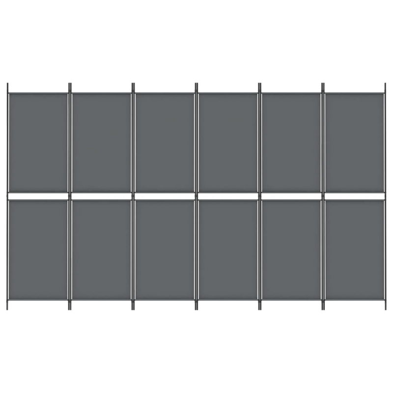 6-tlg. Paravent Anthrazit 300x180 cm Stoff