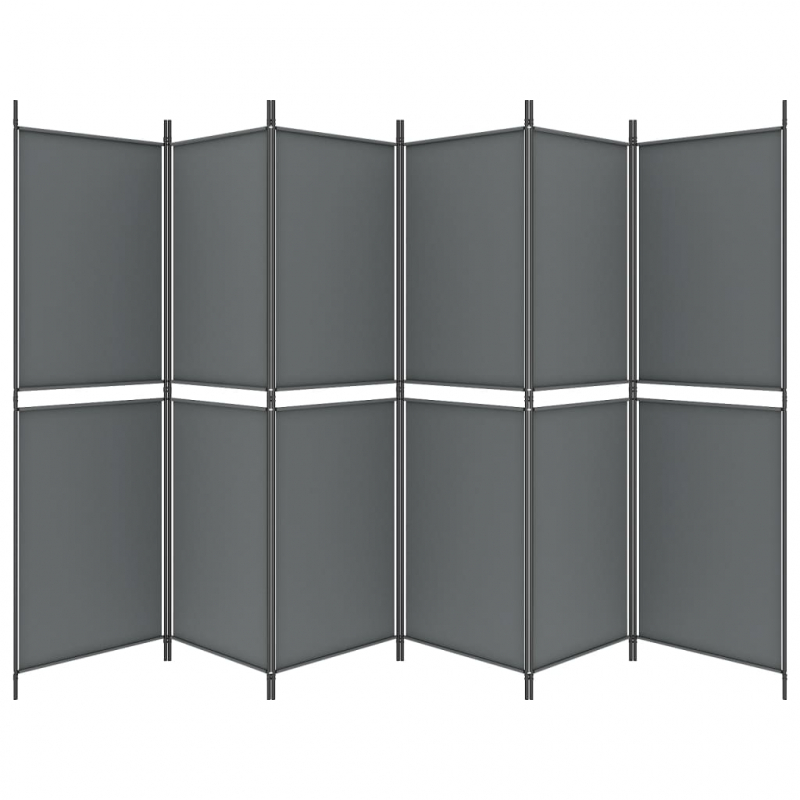 6-tlg. Paravent Anthrazit 300x180 cm Stoff