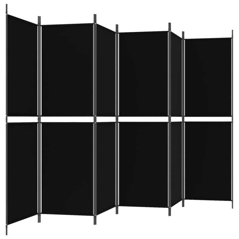 6-tlg. Paravent Schwarz 300x180 cm Stoff