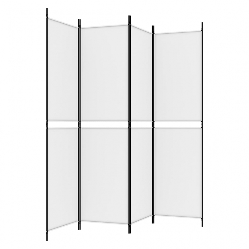 4-tlg. Paravent Weiß 200x200 cm Stoff