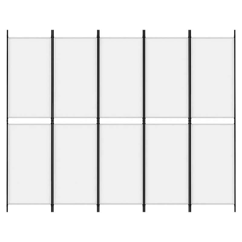 5-tlg. Paravent Weiß 250x200 cm Stoff