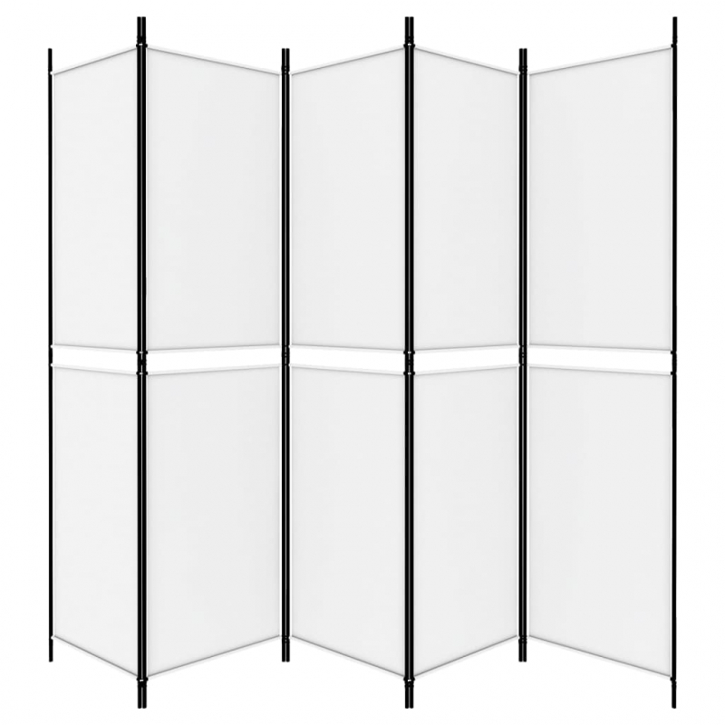 5-tlg. Paravent Weiß 250x200 cm Stoff