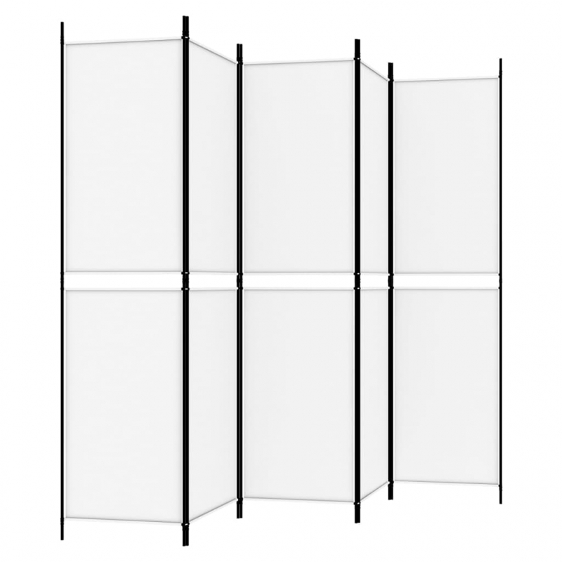 5-tlg. Paravent Weiß 250x200 cm Stoff