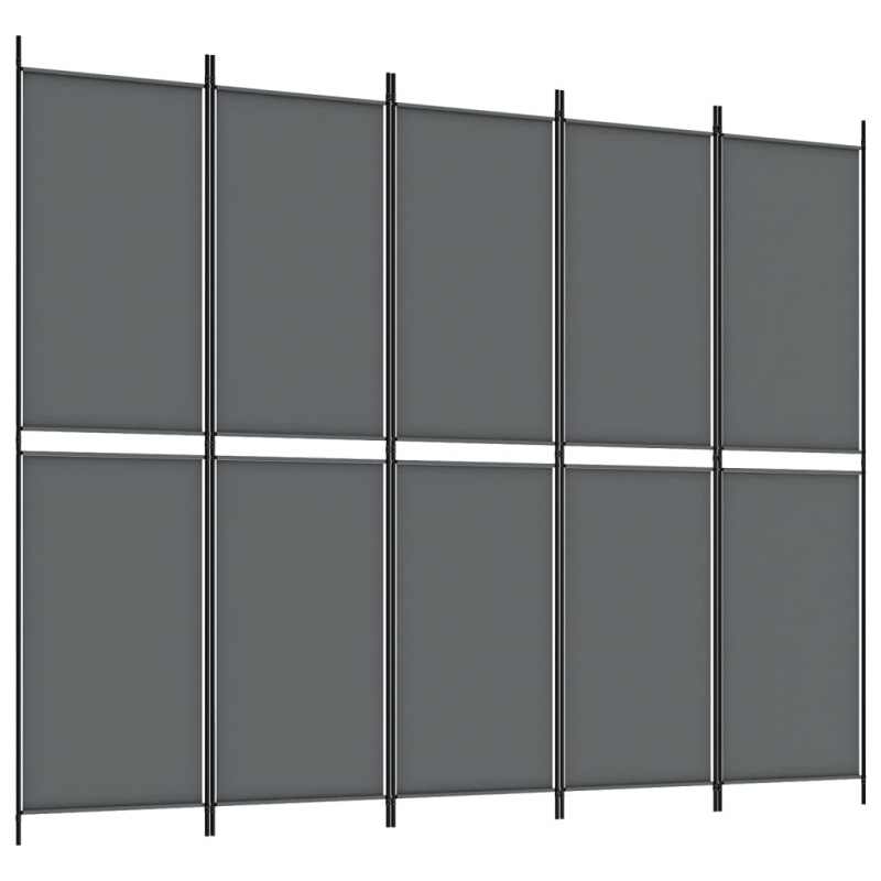 5-tlg. Paravent Anthrazit 250x200 cm Stoff
