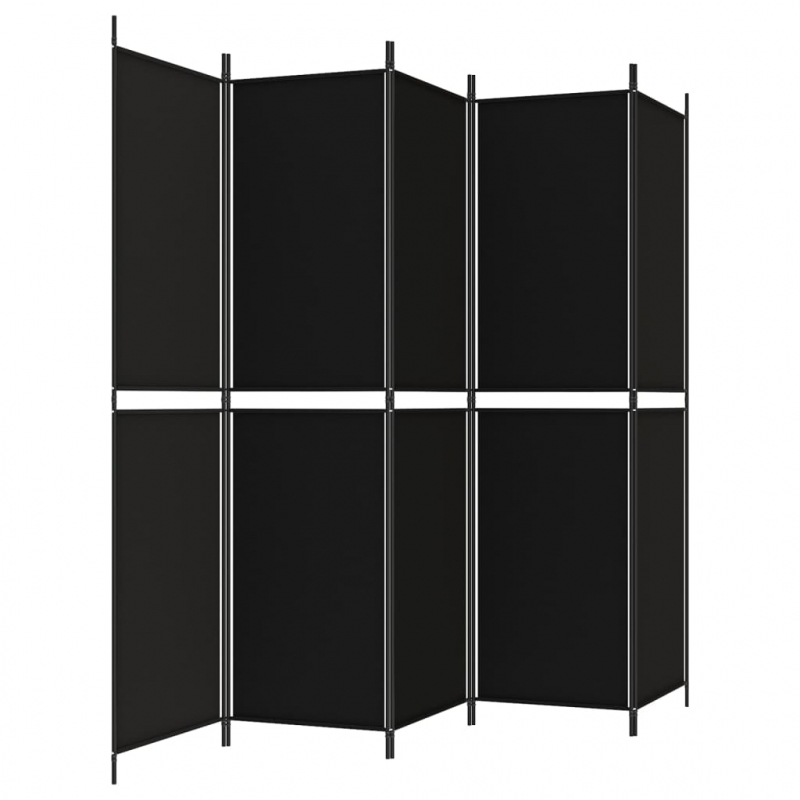 5-tlg. Paravent Schwarz 250x200 cm Stoff
