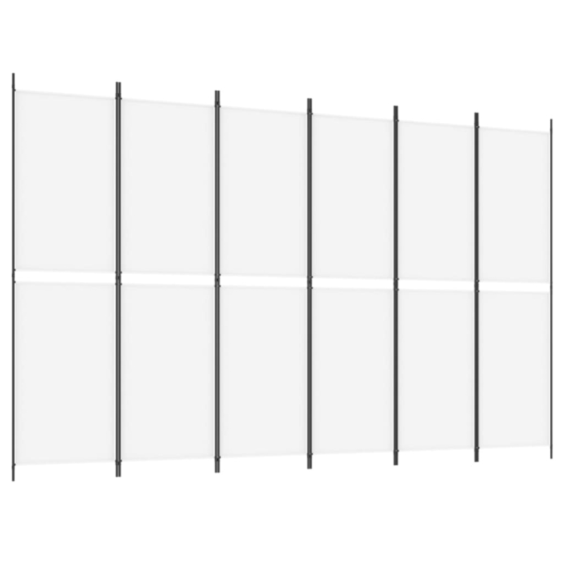 6-tlg. Paravent Weiß 300x200 cm Stoff