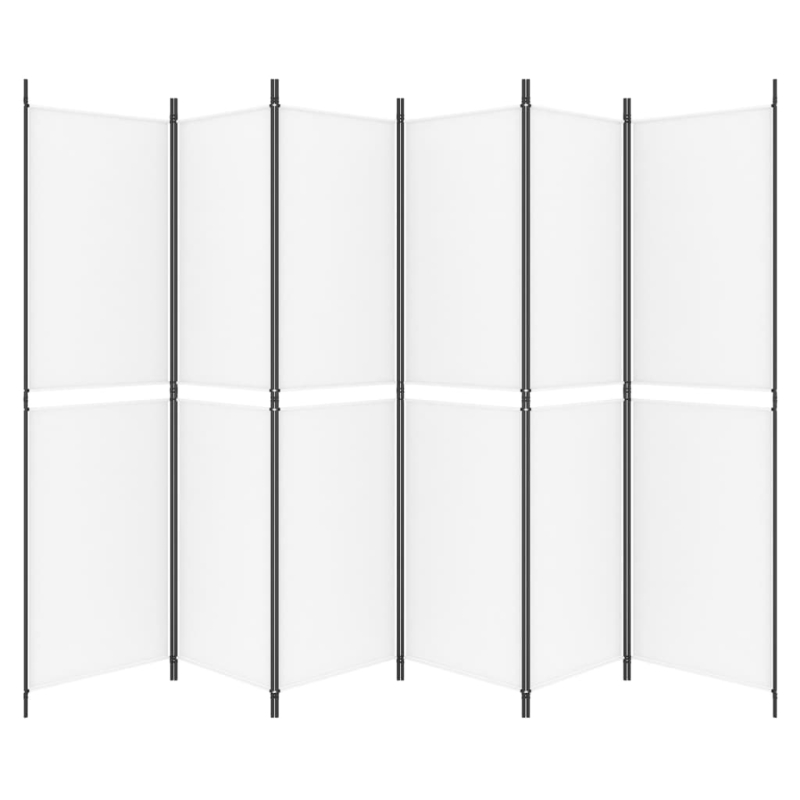 6-tlg. Paravent Weiß 300x200 cm Stoff