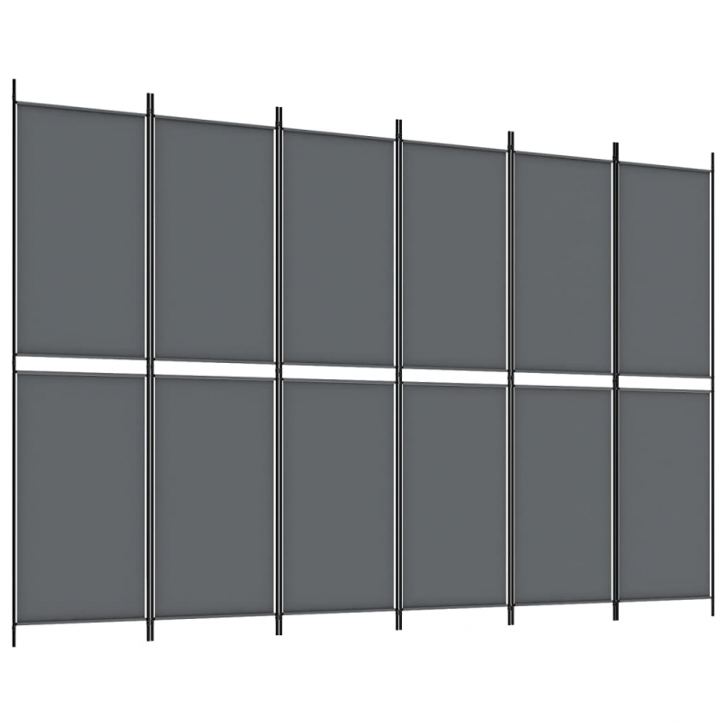 6-tlg. Paravent Anthrazit 300x200 cm Stoff