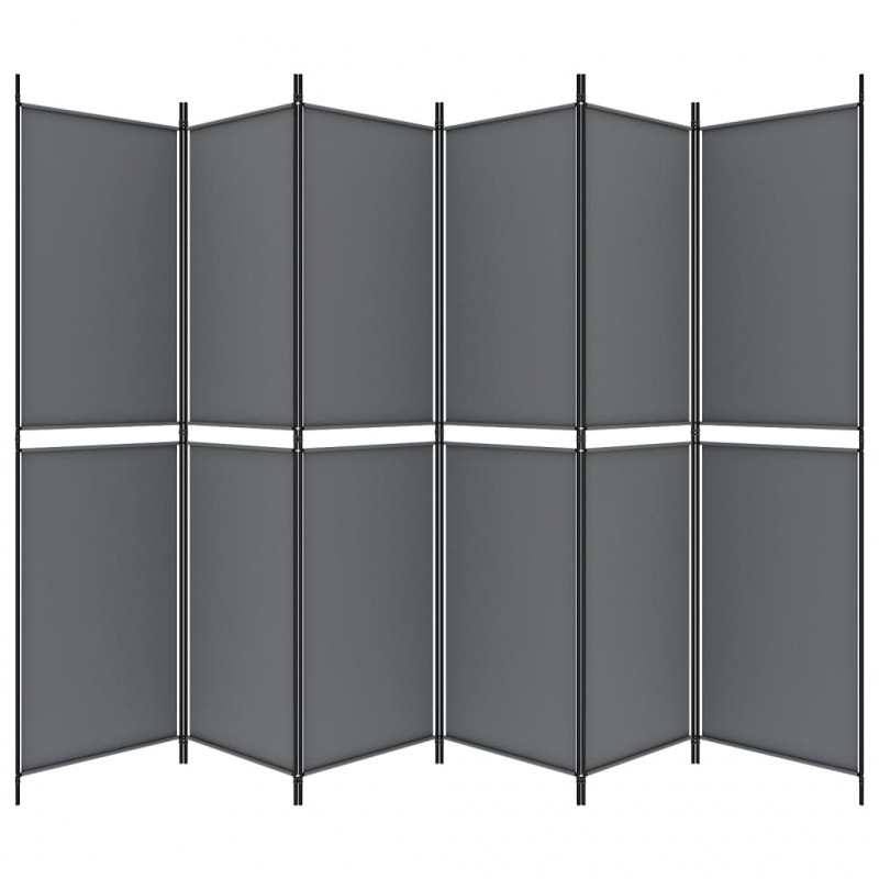 6-tlg. Paravent Anthrazit 300x200 cm Stoff