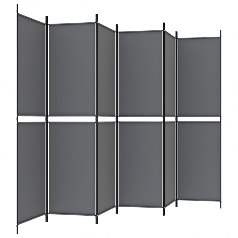 6-tlg. Paravent Anthrazit 300x200 cm Stoff