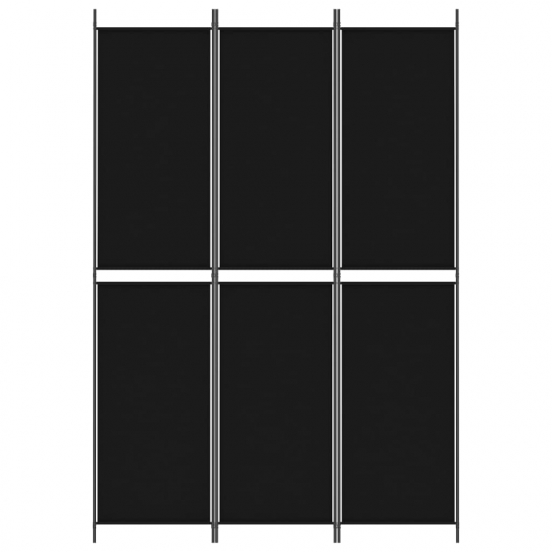 3-tlg. Paravent Schwarz 150x220 cm Stoff