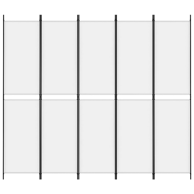5-tlg. Paravent Weiß 250x220 cm Stoff
