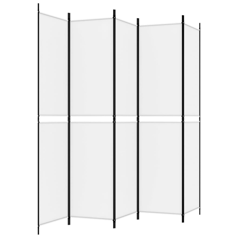 5-tlg. Paravent Weiß 250x220 cm Stoff
