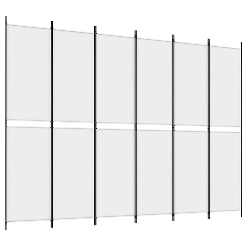 6-tlg. Paravent Weiß 300x220 cm Stoff