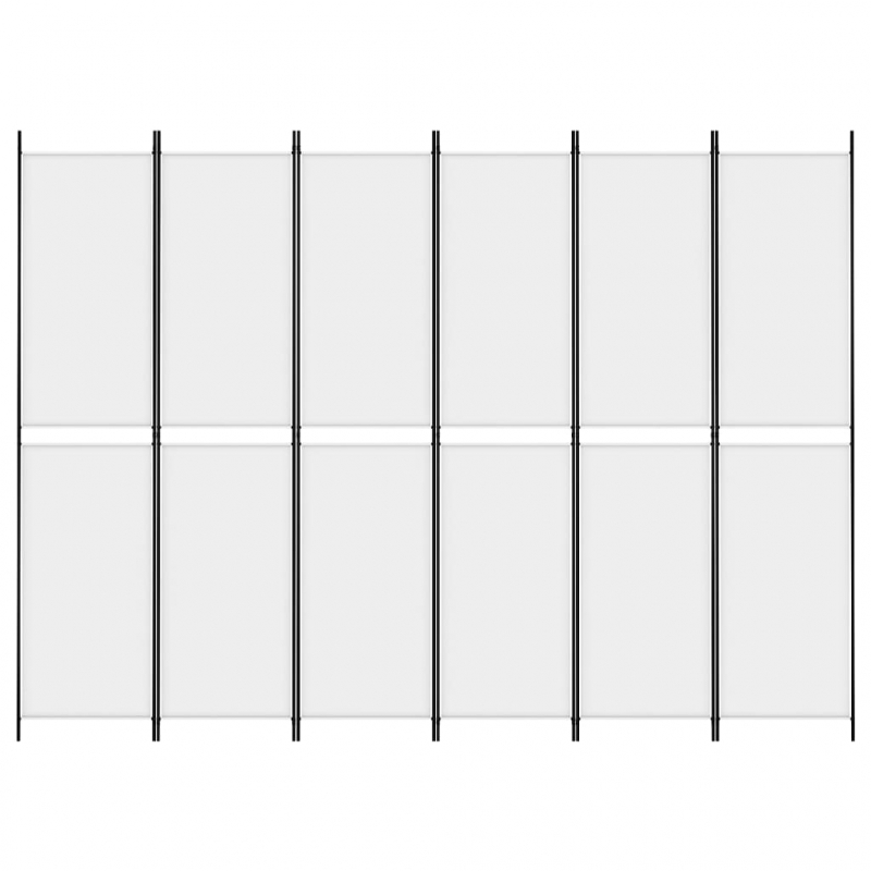 6-tlg. Paravent Weiß 300x220 cm Stoff