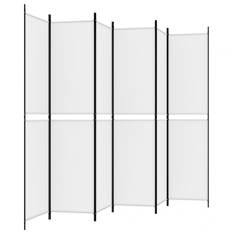 6-tlg. Paravent Weiß 300x220 cm Stoff