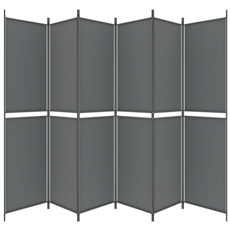 6-tlg. Paravent Anthrazit 300x220 cm Stoff