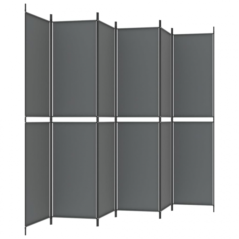 6-tlg. Paravent Anthrazit 300x220 cm Stoff