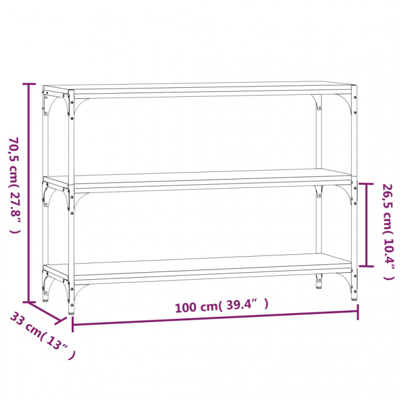 Bücherregal Grau Sonoma 100x33x70,5 cm Holzwerkstoff und Stahl