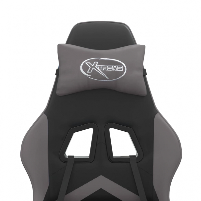 Gaming-Stuhl mit Fußstütze Drehbar Schwarz & Grau Kunstleder