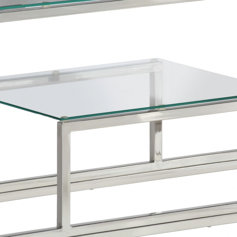 Konsolentisch Silbern Edelstahl und Hartglas