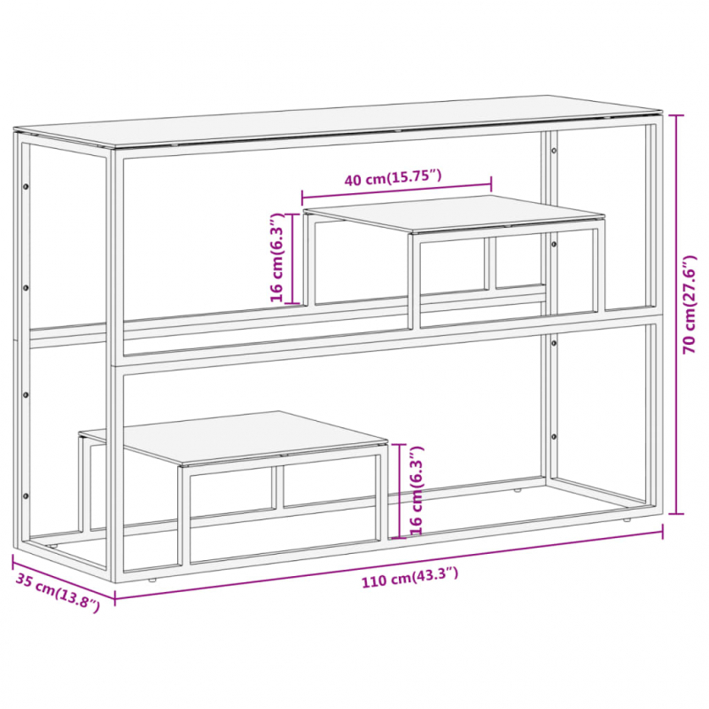 Konsolentisch Silbern Edelstahl und Hartglas