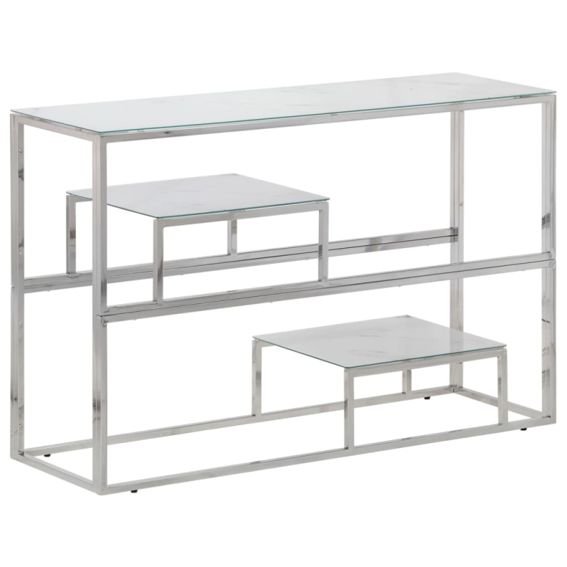 Konsolentisch Silbern Edelstahl und Hartglas