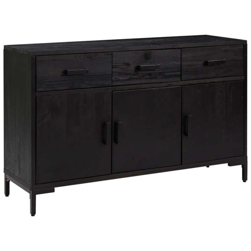 Sideboard Schwarz 110x35x70 cm Massivholz Kiefer