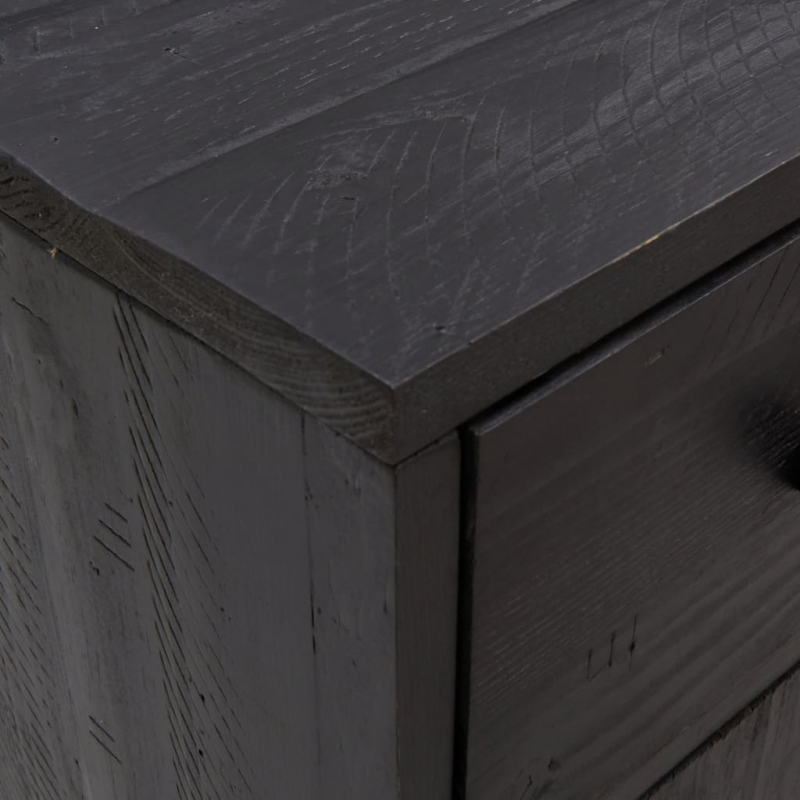 Sideboard Schwarz 110x35x70 cm Massivholz Kiefer