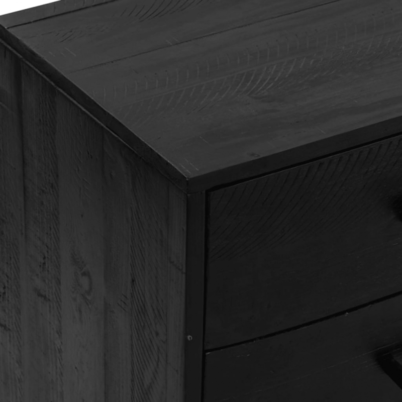 Sideboard Schwarz 110x35x70 cm Massivholz Kiefer