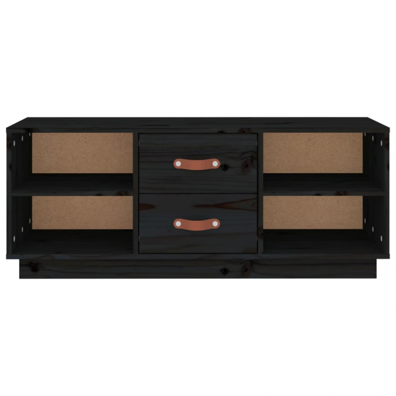 TV-Schrank Schwarz 100x34x40 cm Massivholz Kiefer